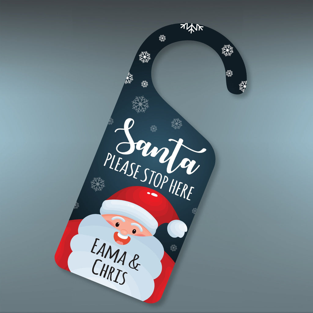 Santa Please Stop Here Personalized Door Hanger, Santa Doorknob Sign, PVC Door Knob Hanger Sign, Custom Christmas Door Sign