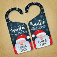 Santa Please Stop Here Personalized Door Hanger, Santa Doorknob Sign, PVC Door Knob Hanger Sign, Custom Christmas Door Sign