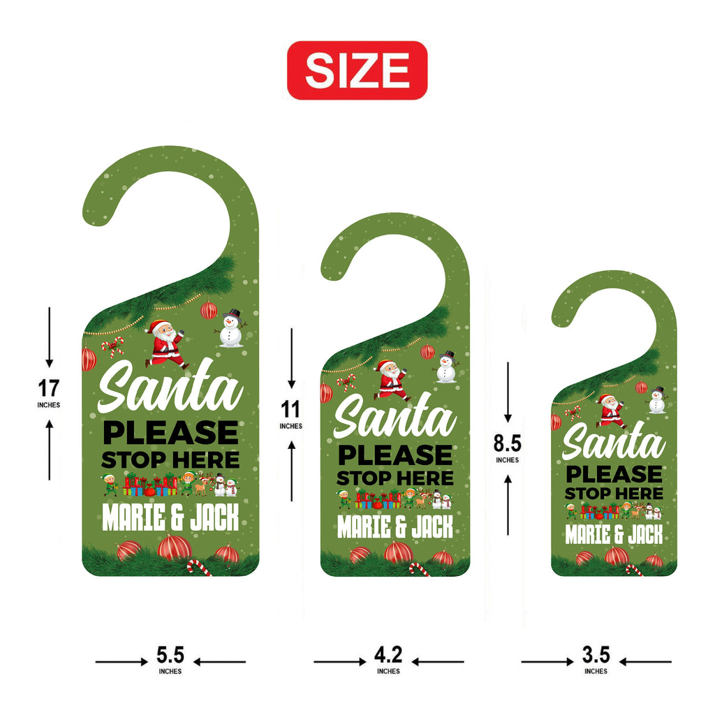 Santa Please Stop Here Personalized Door Hanger, Santa Doorknob Sign, PVC Door Knob Hanger Sign, Custom Christmas Door Sign