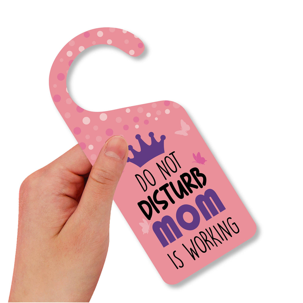 Mom Is Working Door Hanger, Work Status Doorknob Sign, PVC Door Knob Hanger Sign, Do Not Disturb, in Session, in a Meeting