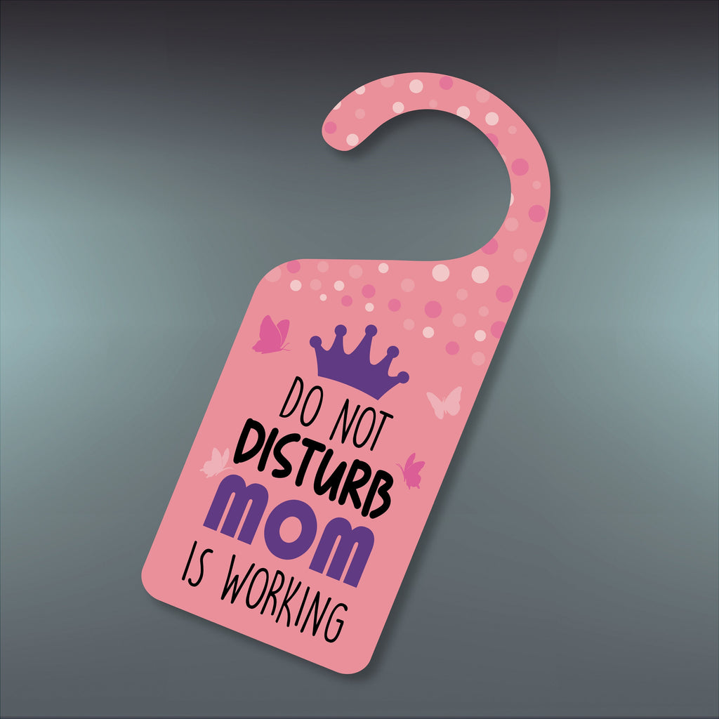 Mom Is Working Door Hanger, Work Status Doorknob Sign, PVC Door Knob Hanger Sign, Do Not Disturb, in Session, in a Meeting