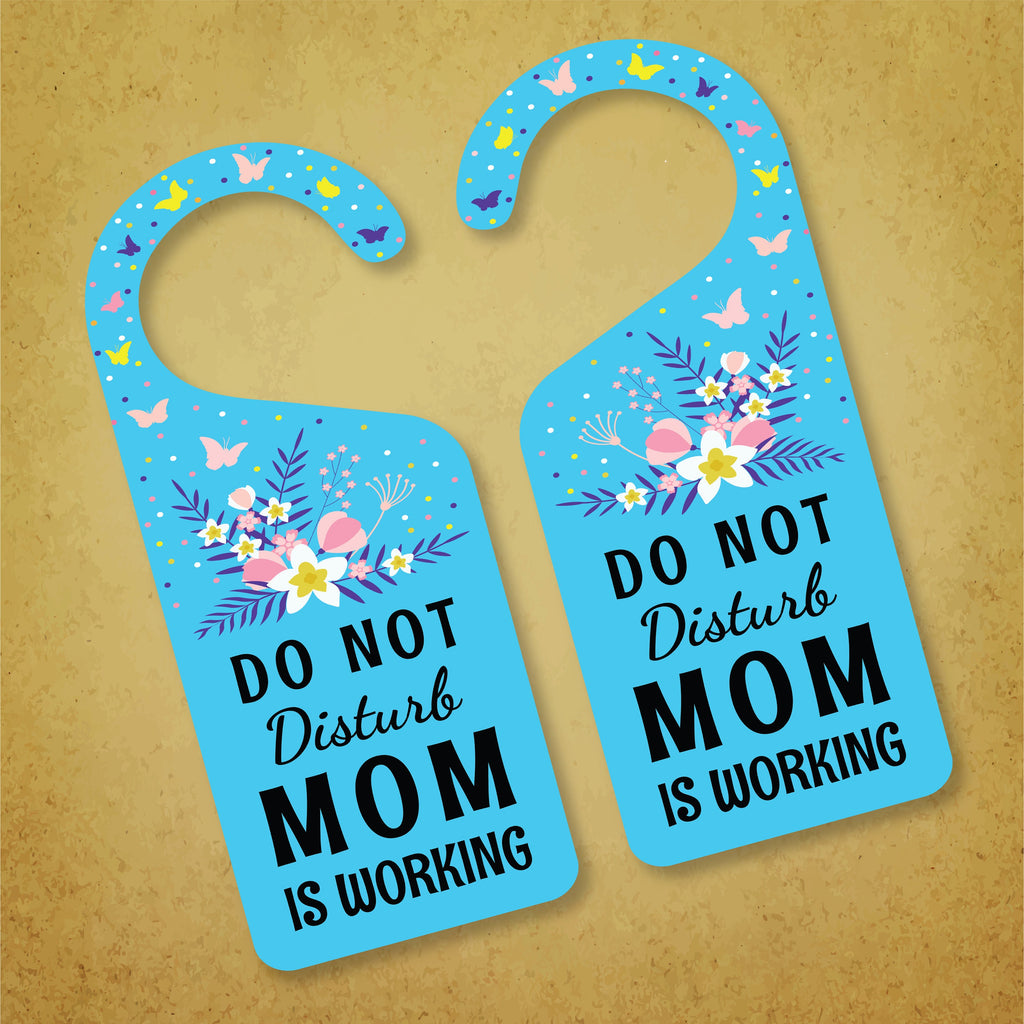 Mom Is Working Door Hanger, Work Status Doorknob Sign, PVC Door Knob Hanger Sign, Do Not Disturb, in Session, in a Meeting