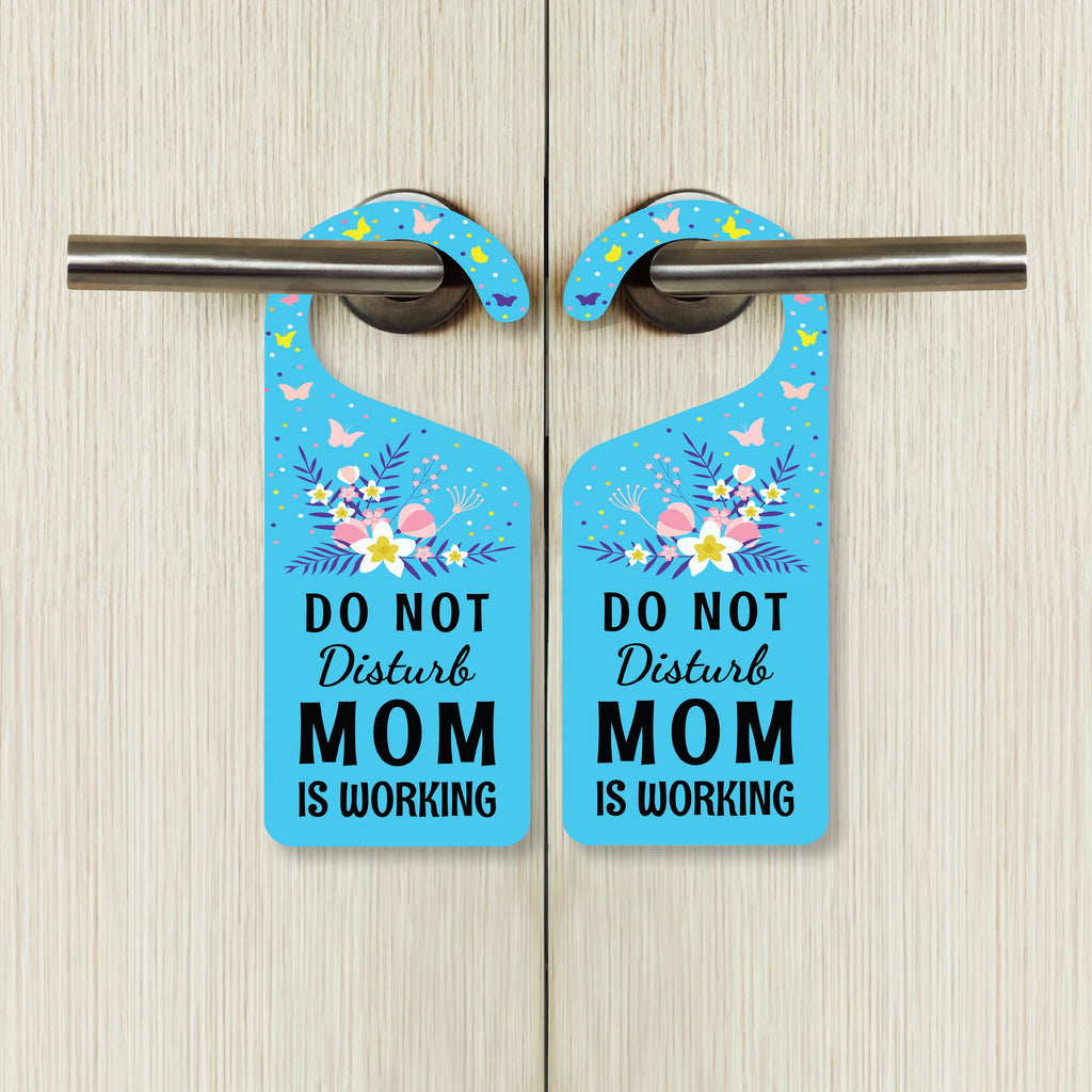 Mom Is Working Door Hanger, Work Status Doorknob Sign, PVC Door Knob Hanger Sign, Do Not Disturb, in Session, in a Meeting