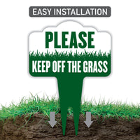 Stay Off Grass Yard Sign 10” x 14” - Rust-free Aluminum Off Grass Sign for Lawn, Please Keep Off The Grass Yard Sign with Integrated Stake