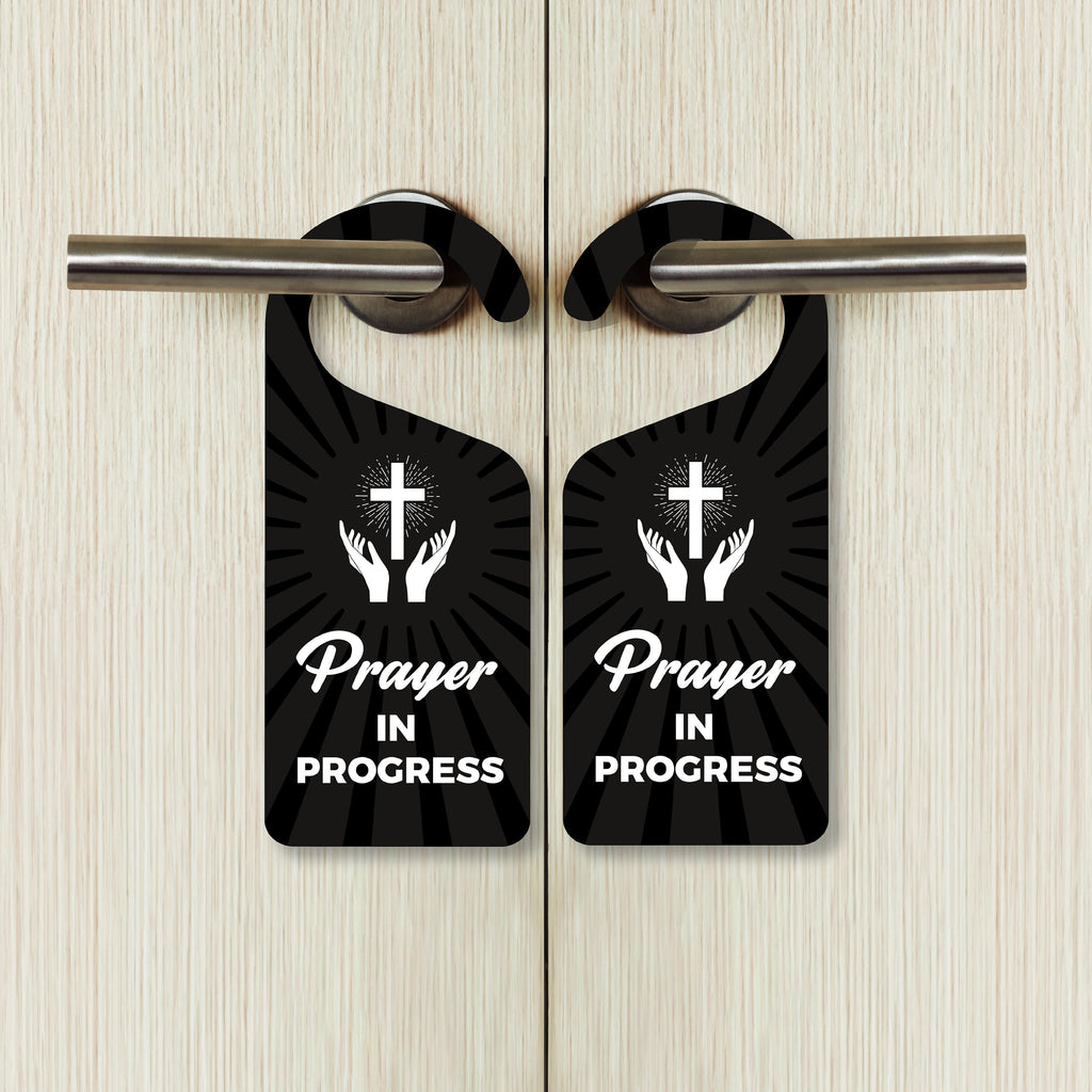 Prayer in Progress Religious Cross Door Hanger, Doorknob Sign, PVC Door Knob Hanger Sign, Prayer Time, Religious Door Sign