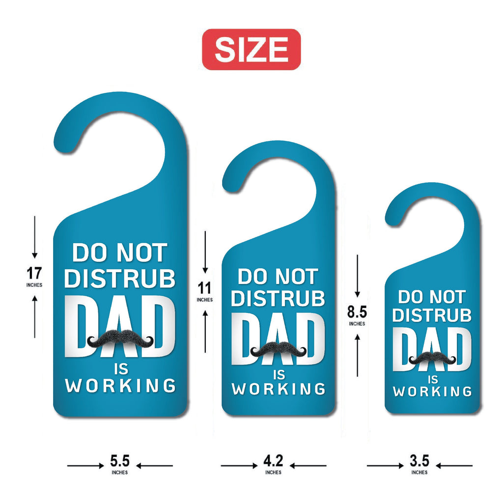 Dad Is Working Door Hanger, Work Status Doorknob Sign, PVC Door Knob Hanger Sign, Do Not Disturb, in Session, in a Meeting