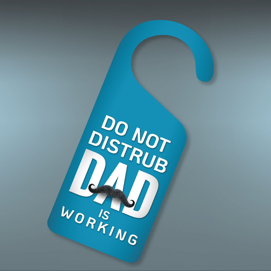 Dad Is Working Door Hanger, Work Status Doorknob Sign, PVC Door Knob Hanger Sign, Do Not Disturb, in Session, in a Meeting