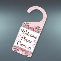 Welcome Please Come in Door Hanger, Welcome Doorknob Sign, PVC Door Knob Hanger Sign, Please Come in Door Sign