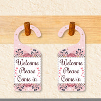 Welcome Please Come in Door Hanger, Welcome Doorknob Sign, PVC Door Knob Hanger Sign, Please Come in Door Sign