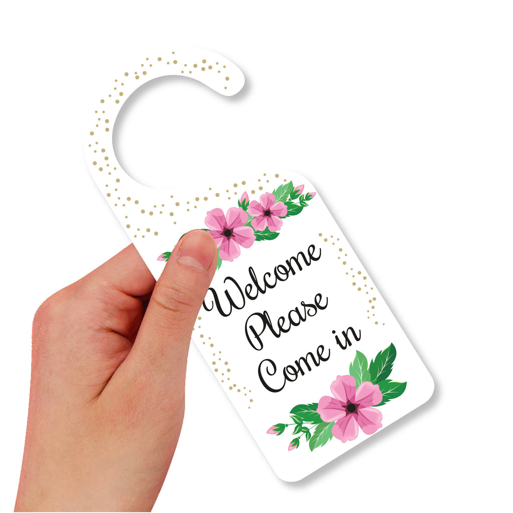 Welcome Please Come in Door Hanger, Welcome Doorknob Sign, PVC Door Knob Hanger Sign, Please Come in Door Sign