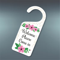 Welcome Please Come in Door Hanger, Welcome Doorknob Sign, PVC Door Knob Hanger Sign, Please Come in Door Sign