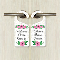 Welcome Please Come in Door Hanger, Welcome Doorknob Sign, PVC Door Knob Hanger Sign, Please Come in Door Sign