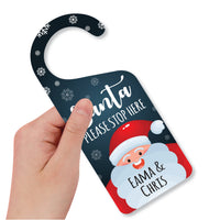 Santa Please Stop Here Personalized Door Hanger, Santa Doorknob Sign, PVC Door Knob Hanger Sign, Custom Christmas Door Sign