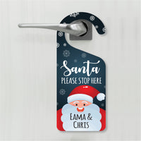 Santa Please Stop Here Personalized Door Hanger, Santa Doorknob Sign, PVC Door Knob Hanger Sign, Custom Christmas Door Sign