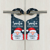 Santa Please Stop Here Personalized Door Hanger, Santa Doorknob Sign, PVC Door Knob Hanger Sign, Custom Christmas Door Sign