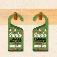 Santa Please Stop Here Personalized Door Hanger, Santa Doorknob Sign, PVC Door Knob Hanger Sign, Custom Christmas Door Sign