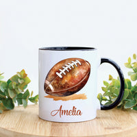 Personalized American Football Coffee Mug, Customized Just A Girl Who Loves Football Coffee Mug, Football Lover Coffee Cup With Custom Name