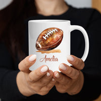 Personalized American Football Coffee Mug, Customized Just A Girl Who Loves Football Coffee Mug, Football Lover Coffee Cup With Custom Name