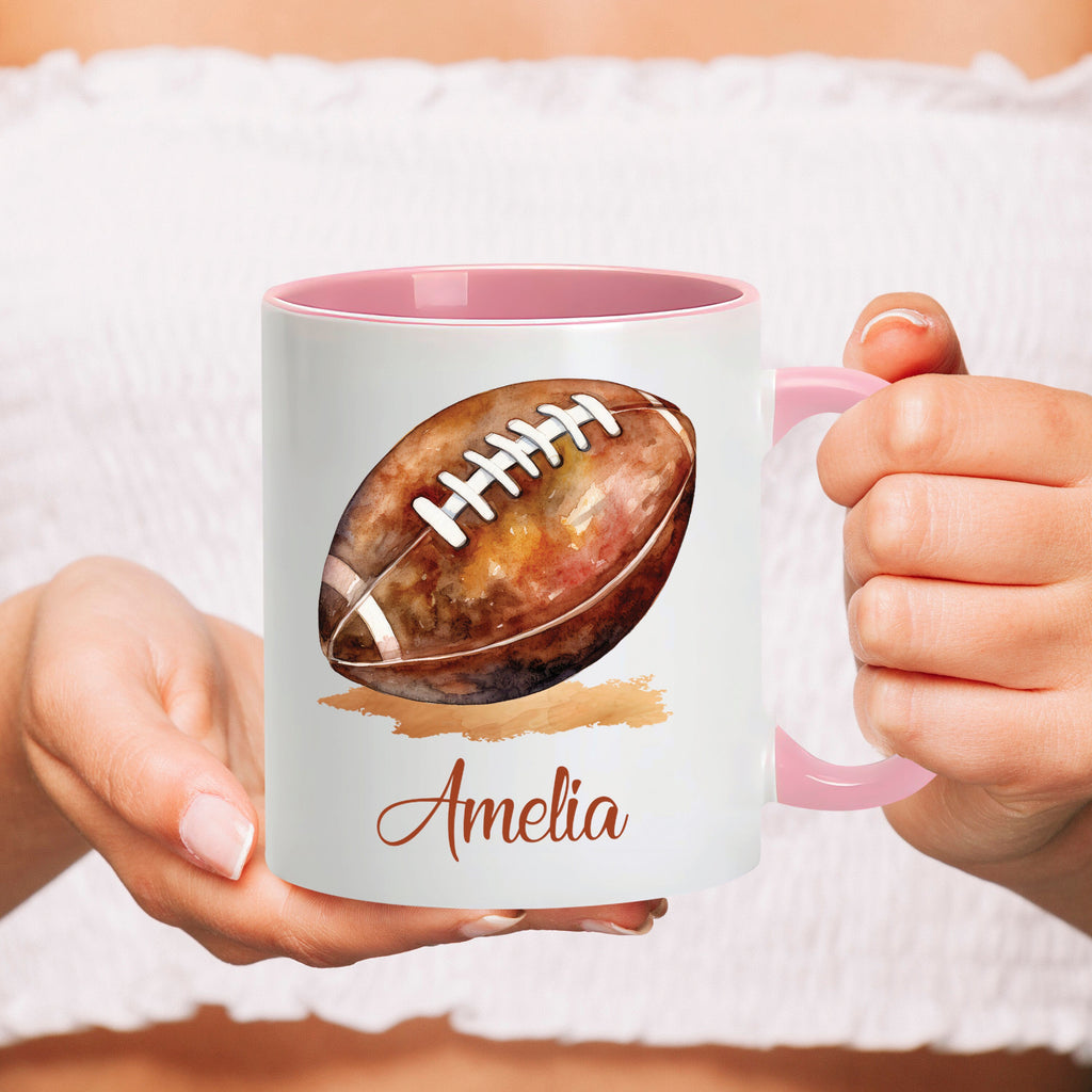 Personalized American Football Coffee Mug, Customized Just A Girl Who Loves Football Coffee Mug, Football Lover Coffee Cup With Custom Name