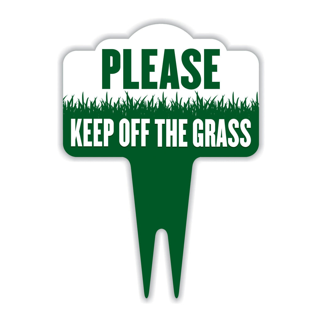 Stay Off Grass Yard Sign 10” x 14” - Rust-free Aluminum Off Grass Sign for Lawn, Please Keep Off The Grass Yard Sign with Integrated Stake