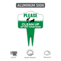 Please Clean Up After Your Dog Yard Sign 10”x14” - Rust-free Aluminum Clean Up Sign for Lawn, No Pooping Dog Yard Sign with Integrated Stake