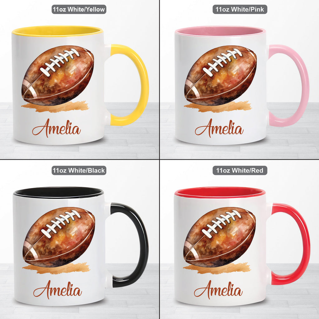 Personalized American Football Coffee Mug, Customized Just A Girl Who Loves Football Coffee Mug, Football Lover Coffee Cup With Custom Name