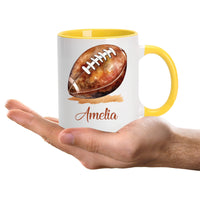 Personalized American Football Coffee Mug, Customized Just A Girl Who Loves Football Coffee Mug, Football Lover Coffee Cup With Custom Name