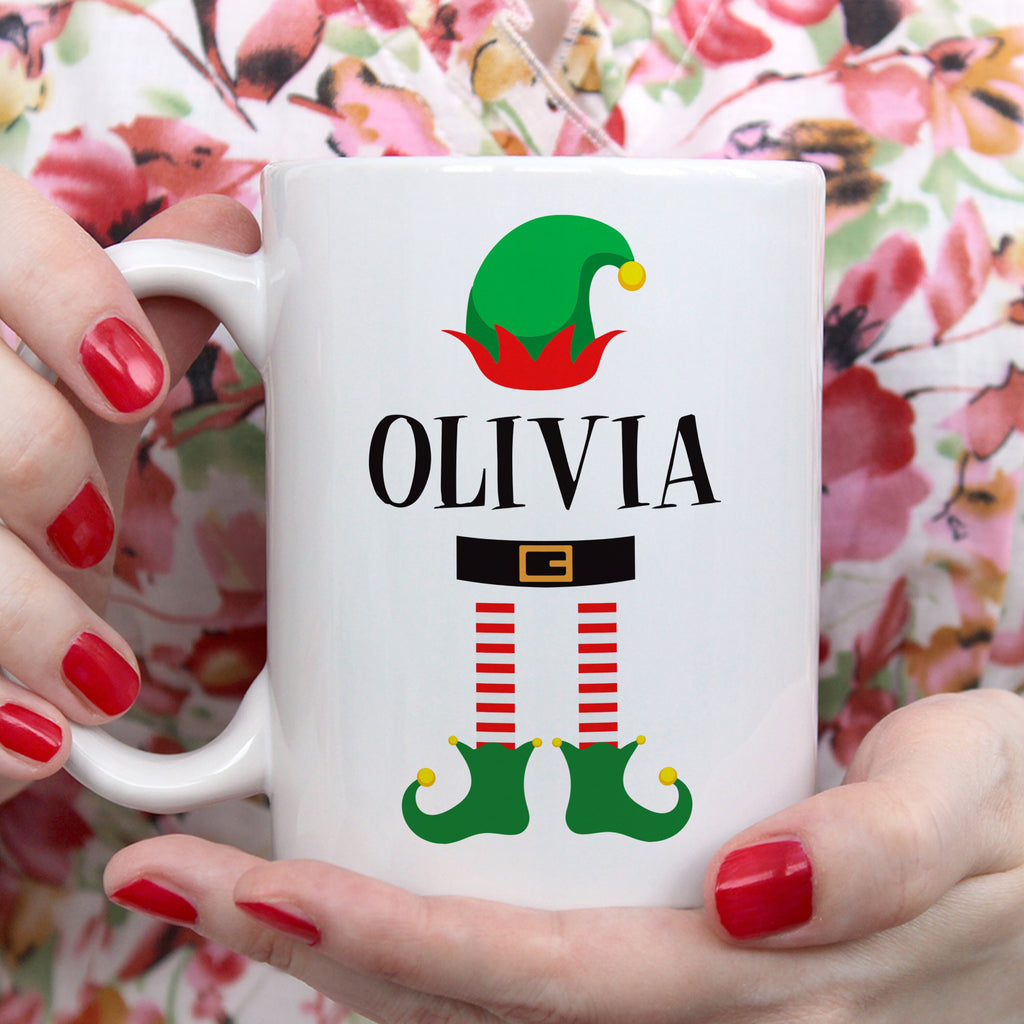 Personalized Christmas Coffee Mug, Customized Name Elf Mug, Xmas Coffee Mug Gift, Mug With Custom Name, Christmas Hot Chocolate Mugs