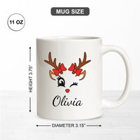 Personalized Christmas Coffee Mug, Customized Cute Reindeer Coffee Mug, Xmas Coffee Mugs Gifts, Mug With Custom Name, Hot Chocolate Mug