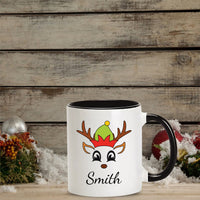 Personalized Christmas Coffee Mug, Customized Cute Reindeer Coffee Mug, Xmas Coffee Mugs Gifts, Mug With Custom Name, Hot Chocolate Mug