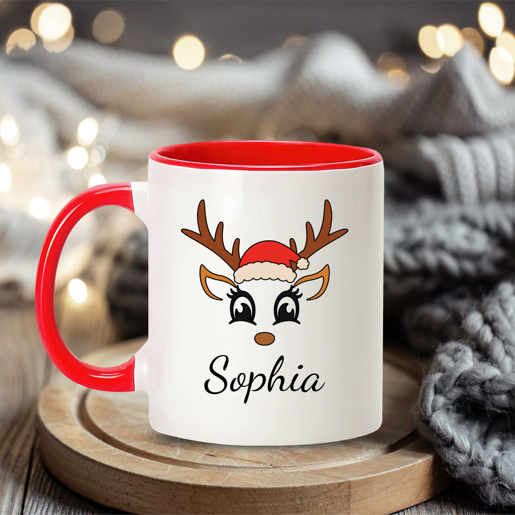 Personalized Christmas Coffee Mug, Customized Cute Reindeer Coffee Mug, Xmas Coffee Mugs Gifts, Mug With Custom Name, Hot Chocolate Mug