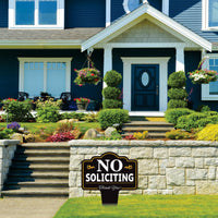 No Soliciting Yard Sign 10” x 14” - Rust-free Aluminum No Solicitors Sign for Lawn, Non-Soliciting Yard Sign with Integrated Stake