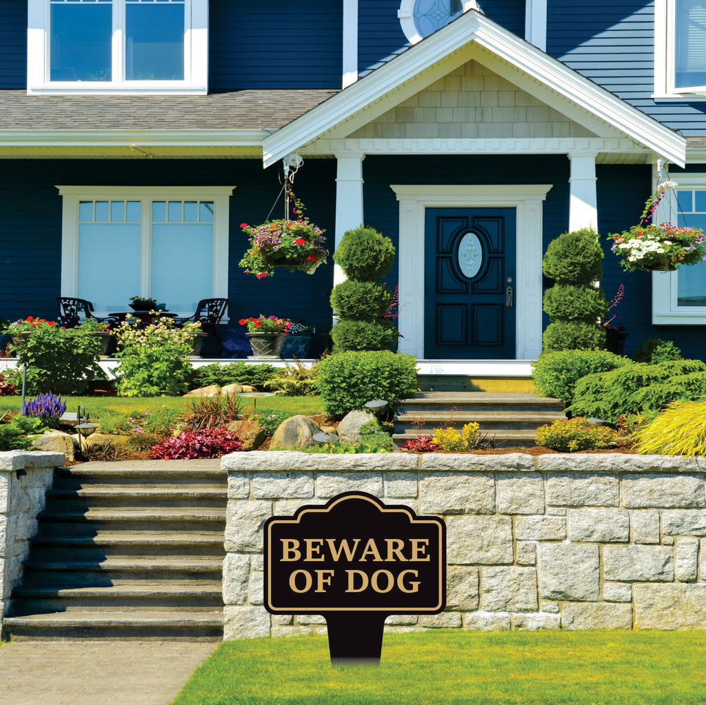 Beware of Dog Yard Sign 10” x 14” - Rust-free Aluminum Home Security Sign for Lawn, Not Responsible Warning Dog Sign with Integrated Stake