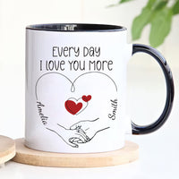 Personalized Valentines Day Mug - Custom Name Coffee Mug, Valentines Day Holding Hands Mug, Gift For Her, Anniversary, Girlfriend, Couples