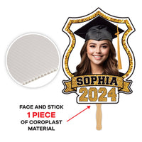 Custom Face Fans With Wooden Handle, Graduation Head, Grad Face Fans, Class of 2024 Head Fans, Graduation Faces on a Stick