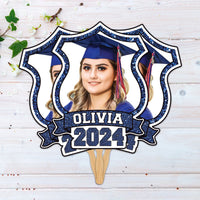 Custom Face Fans With Wooden Handle, Graduation Head, Grad Face Fans, Class of 2024 Head Fans, Graduation Faces on a Stick