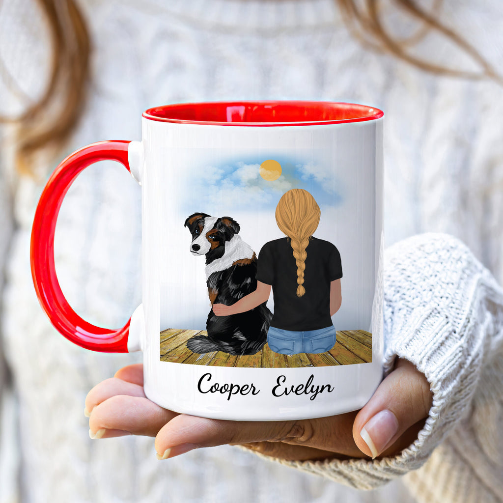 Personalized Dog Mom Coffee Mug, Custom Dog Mum Portrait Mug, Pet Memorial Gift, Girl & Dog Mug, Dog Owner Gift, Dog Mama, Pet Sympathy Gift