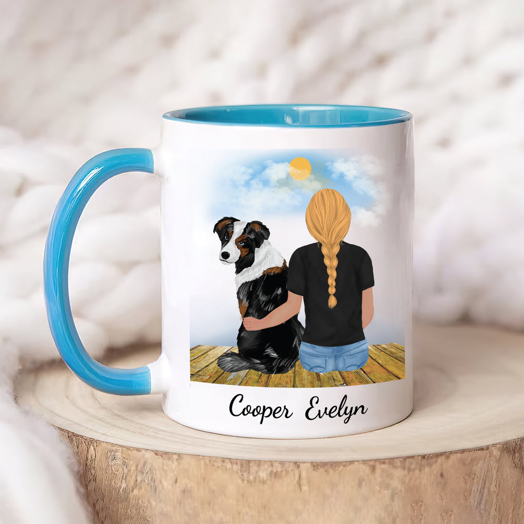 Personalized Dog Mom Coffee Mug, Custom Dog Mum Portrait Mug, Pet Memorial Gift, Girl & Dog Mug, Dog Owner Gift, Dog Mama, Pet Sympathy Gift