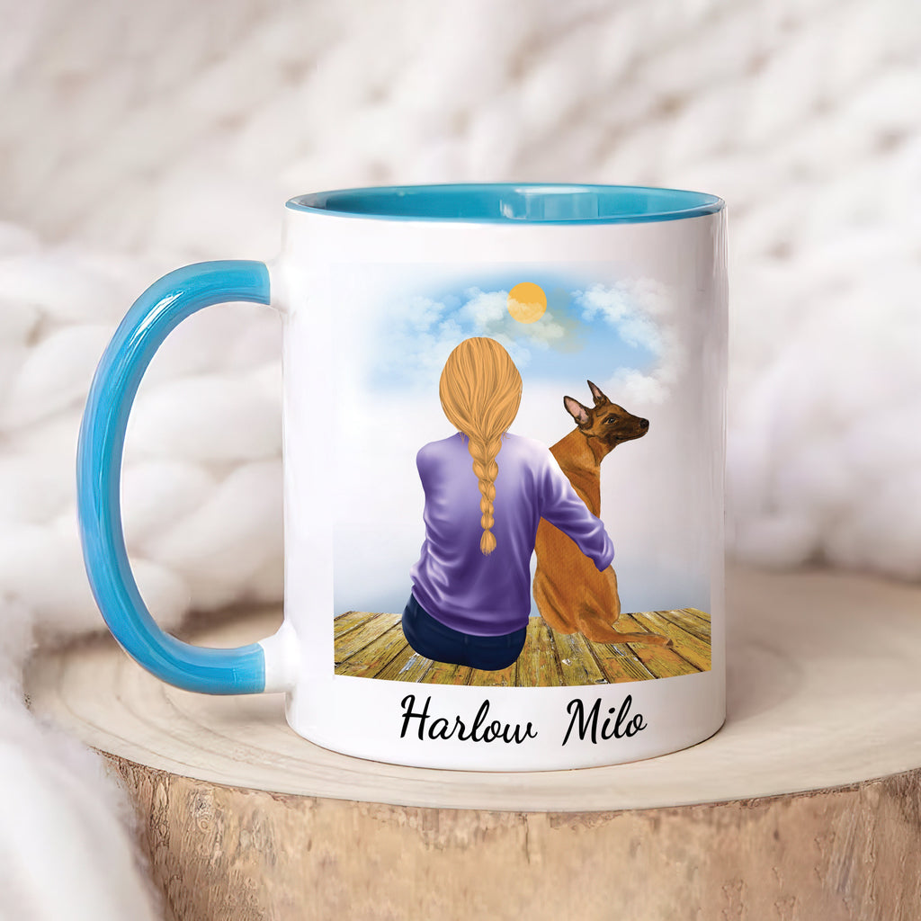 Personalized Dog Mom Coffee Mug, Custom Dog Mum Portrait Mug, Pet Memorial Gift, Girl & Dog Mug, Dog Owner Gift, Dog Mama, Pet Sympathy Gift