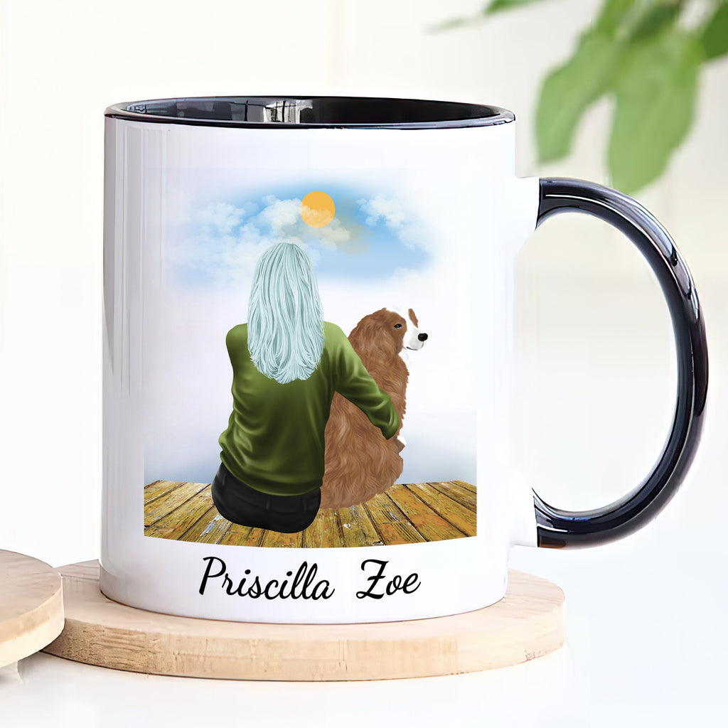 Personalized Dog Mom Coffee Mug, Custom Dog Mum Portrait Mug, Pet Memorial Gift, Girl & Dog Mug, Dog Owner Gift, Dog Mama, Pet Sympathy Gift