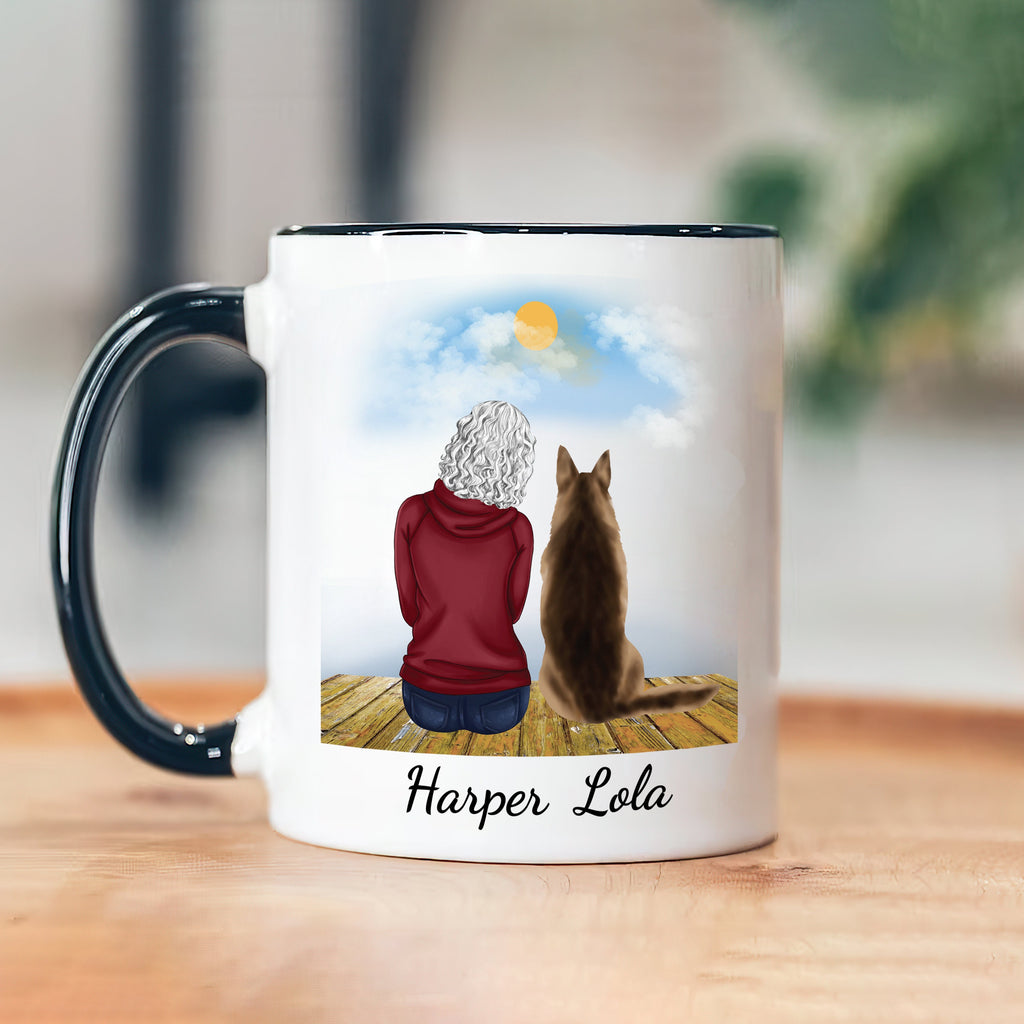 Personalized Dog Mom Coffee Mug, Custom Dog Mum Portrait Mug, Pet Memorial Gift, Girl & Dog Mug, Dog Owner Gift, Dog Mama, Pet Sympathy Gift