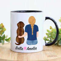 Chocolate Lab Dog Mom Coffee Mug, Custom Dog Mum Portrait Mug, Personalized Pet Gift, Girl & Dog Mug, Dog Owner Gift, Dog Mama, Dog Mug Gift