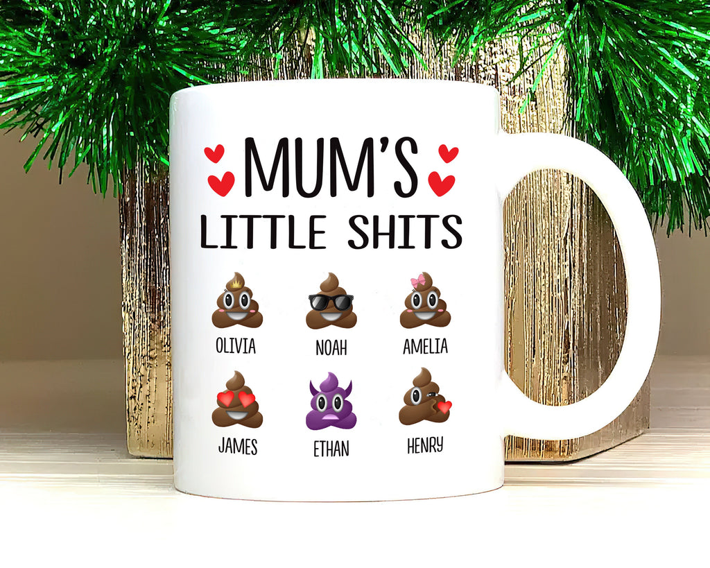 Personalized Mothers Day Mug - Custom Mom's Little Shits Coffee Mug, Grandpa, Grandma Funny Mug, Father's Day, Mother's Day & Birthday Gift