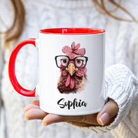 Custom Chicken Name Mug - Personalized Coffee Cup for Poultry Lovers, Unique Mother's Day Gift, Birthday Gift for Mom with Whimsical Chicken