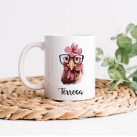 Custom Chicken Name Mug - Personalized Coffee Cup for Poultry Lovers, Unique Mother's Day Gift, Birthday Gift for Mom with Whimsical Chicken