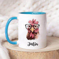 Custom Chicken Name Mug - Personalized Coffee Cup for Poultry Lovers, Unique Mother's Day Gift, Birthday Gift for Mom with Whimsical Chicken