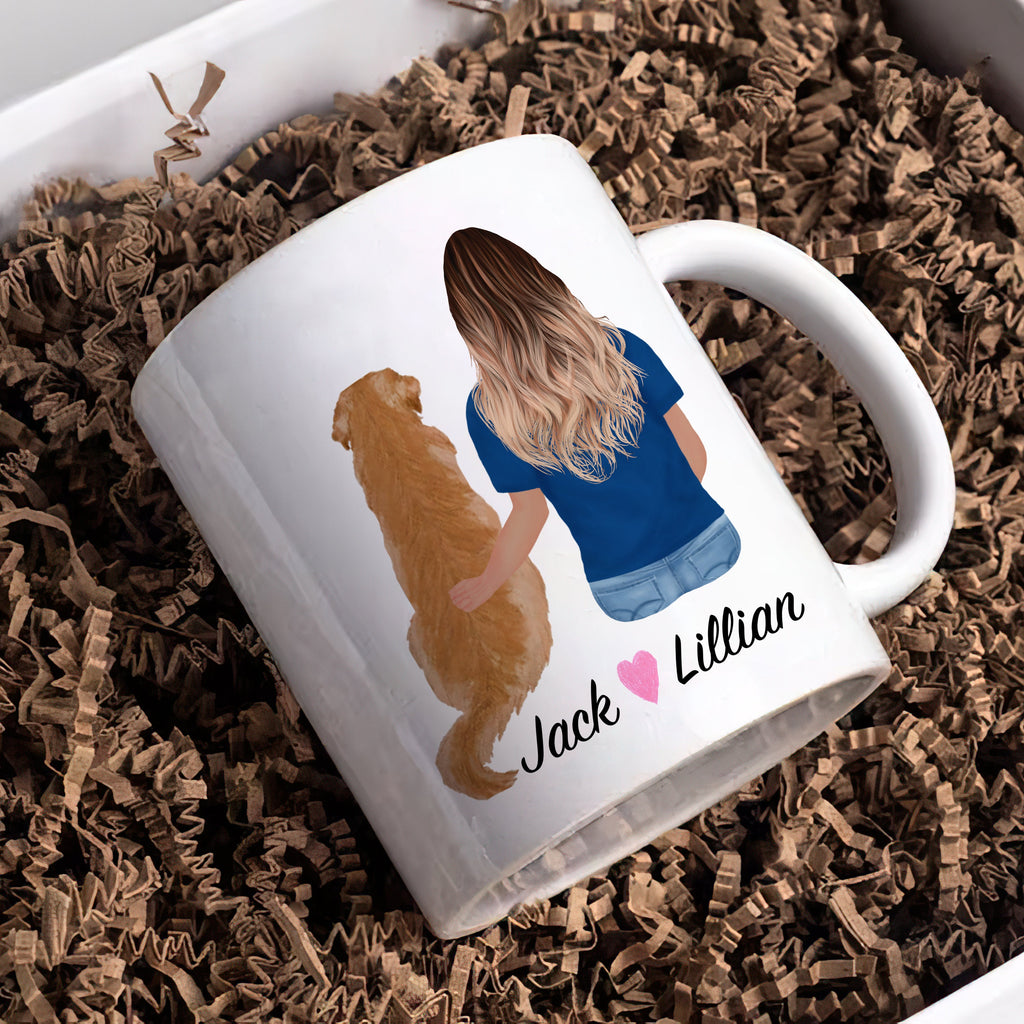 Golden Retriever Dog Mom Coffee Mug, Custom Dog Mum Portrait Mug, Personalized Pet Gift, Girl & Dog Mug, Dog Owner Gift, Dog Mama, Mug Gift