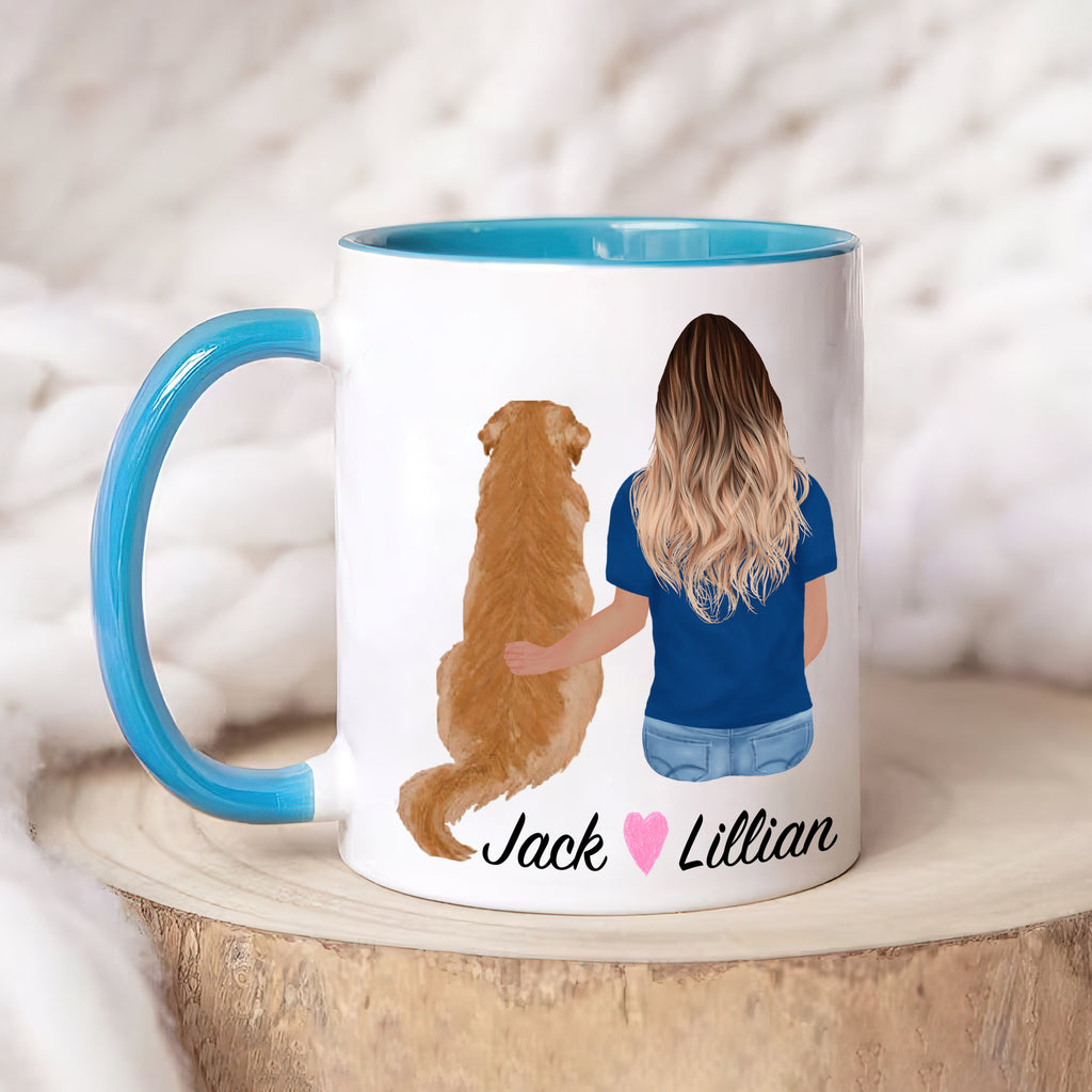 Golden Retriever Dog Mom Coffee Mug, Custom Dog Mum Portrait Mug, Personalized Pet Gift, Girl & Dog Mug, Dog Owner Gift, Dog Mama, Mug Gift