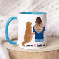 Golden Retriever Dog Mom Coffee Mug, Custom Dog Mum Portrait Mug, Personalized Pet Gift, Girl & Dog Mug, Dog Owner Gift, Dog Mama, Mug Gift