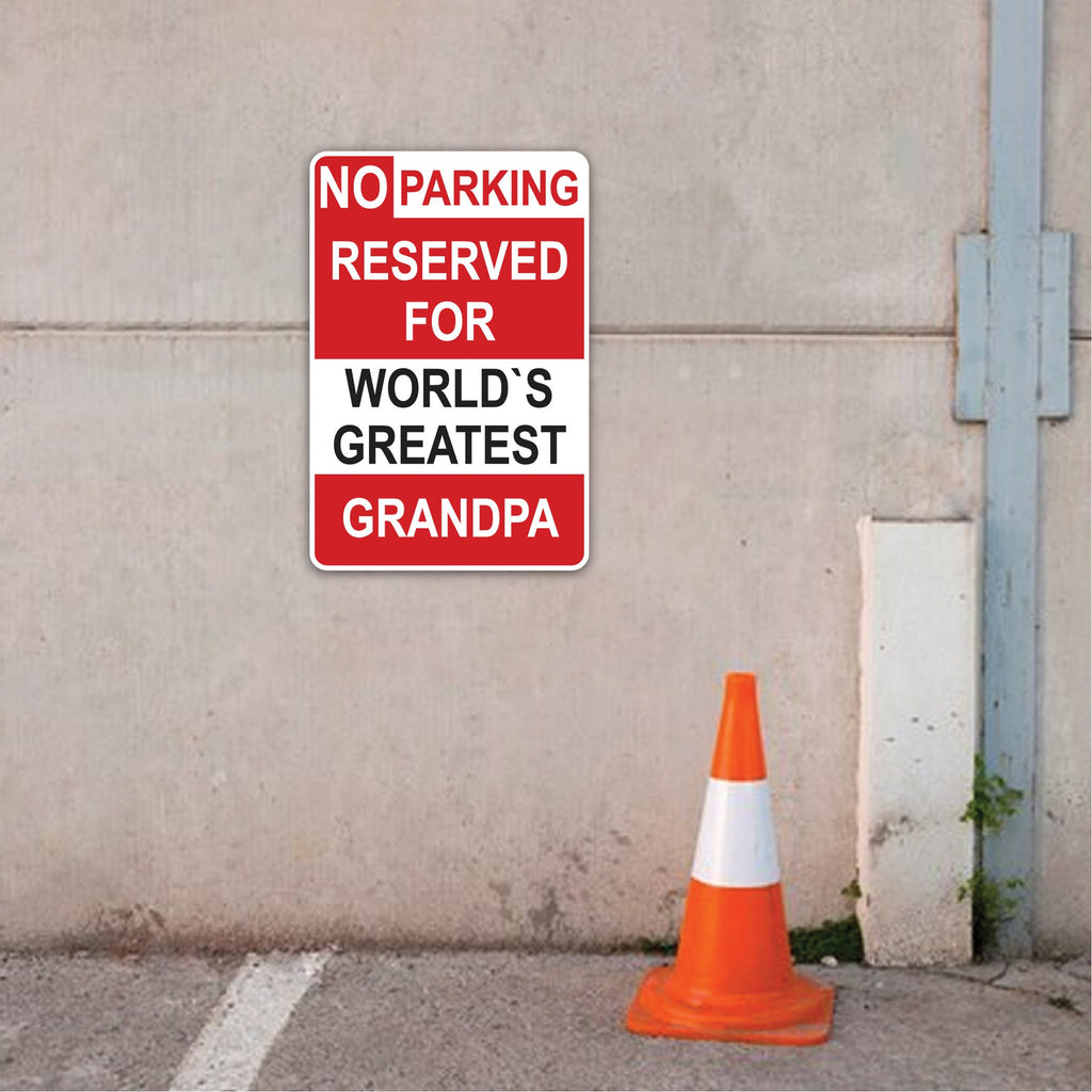 Personalized Grandpa Parking Sign - Durable Aluminum Metal Sign for Grandpa's Garage, Perfect Father's Day & Birthday Gift, Gift For Dad